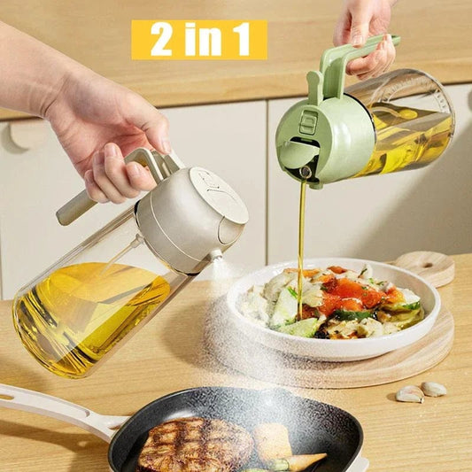 2-in-1 Oil Dispenser Bottle – Spray & Pour Oil Sprayer for Kitchen Use | Leakproof