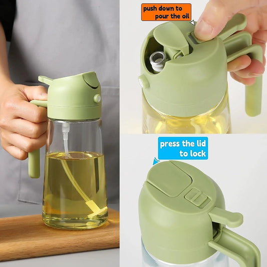 2-in-1 Oil Dispenser Bottle – Spray & Pour Oil Sprayer for Kitchen Use | Leakproof