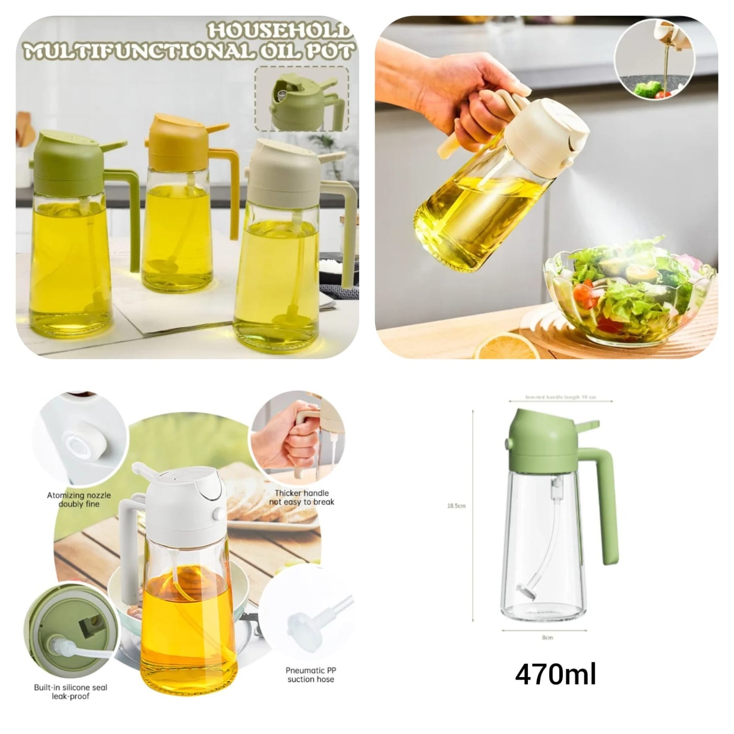 2-in-1 Oil Dispenser Bottle – Spray & Pour Oil Sprayer for Kitchen Use | Leakproof