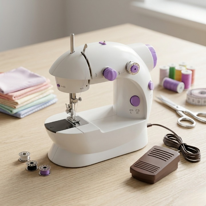 Portable Mini Electric Sewing Machine — Dual-Speed, 2-Power Modes (AC & Battery), Built-in LED, Complete Starter Kit for Beginners, Adults & Travel