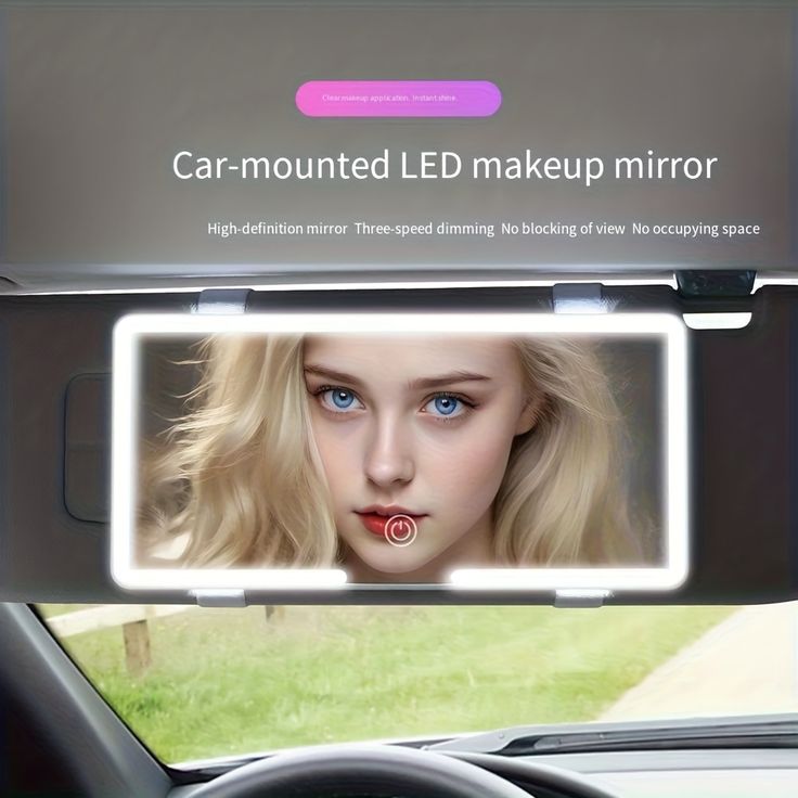 Extra Large Car Visor Vanity Mirror with LED Lights — 3 Light Modes, Rechargeable USB, Portable Touch Mirror for Car, Travel & Daily Touch-Ups
